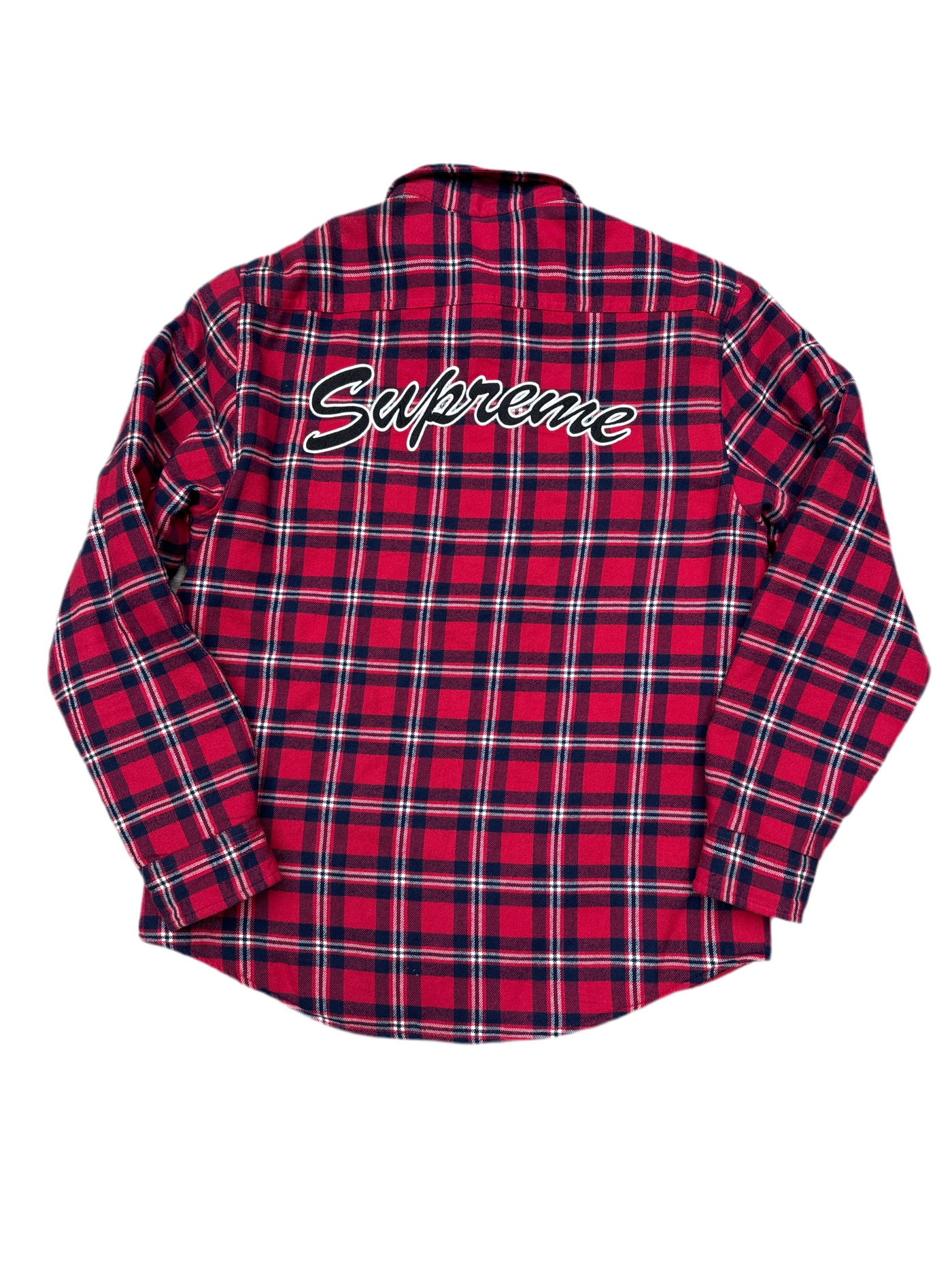 Supreme Arc Logo Quilted Flannel Shirt Red