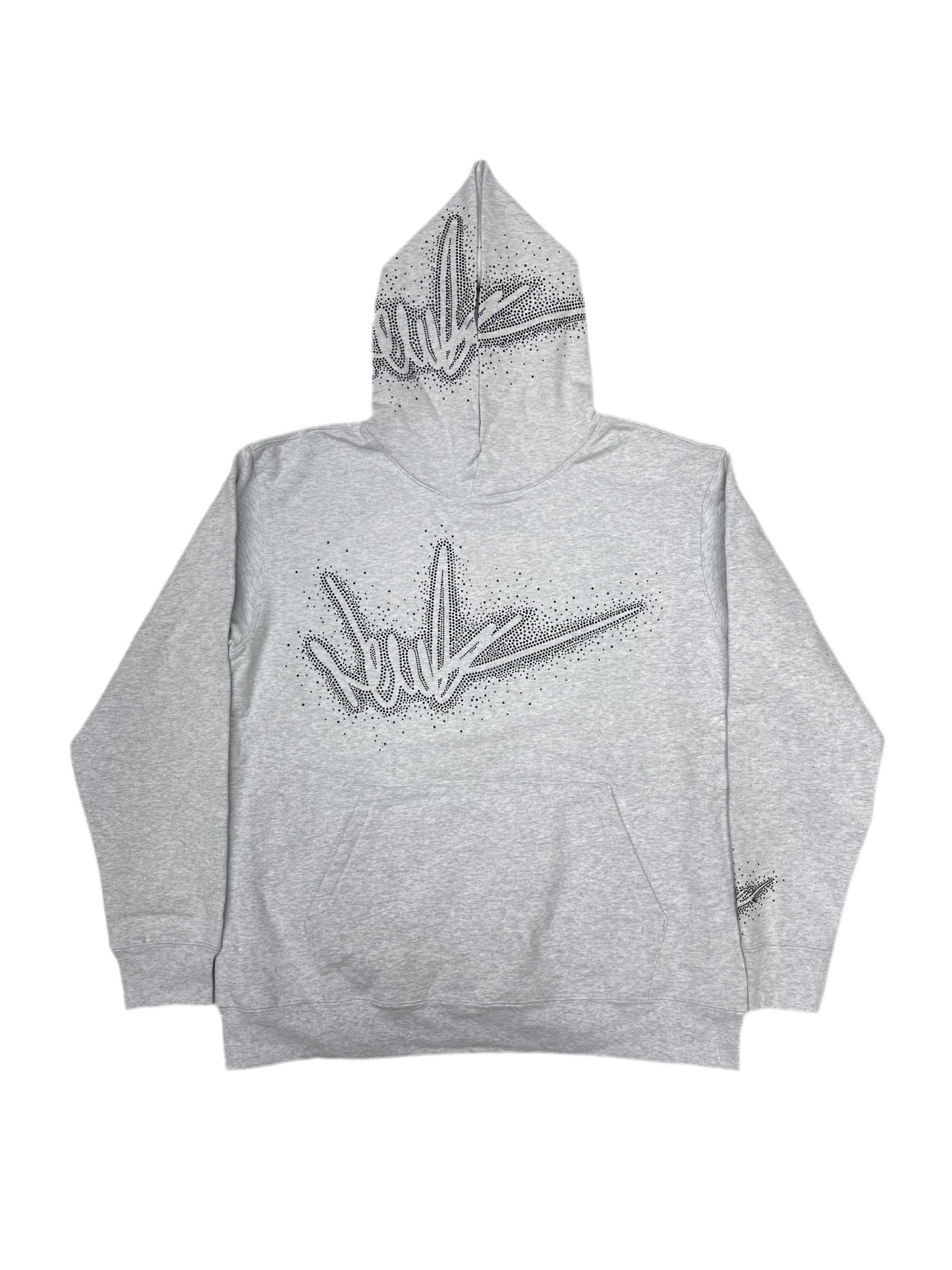 NewYrrk Light Grey Pullover Hoodie w/ Black Crystal
