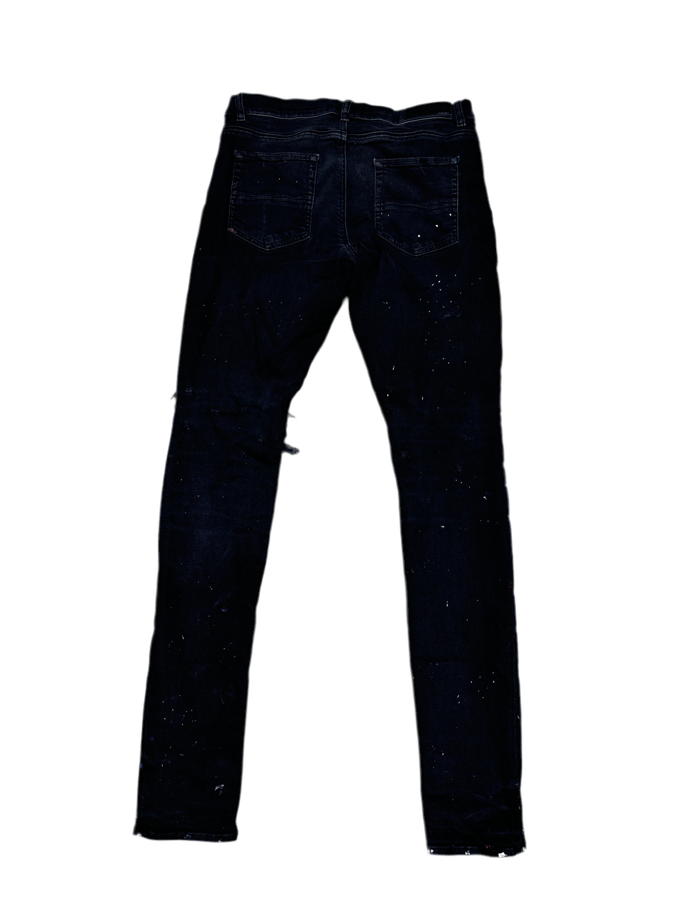 Amiri Black Wash Paint Splatter Distressed Denim Jeans