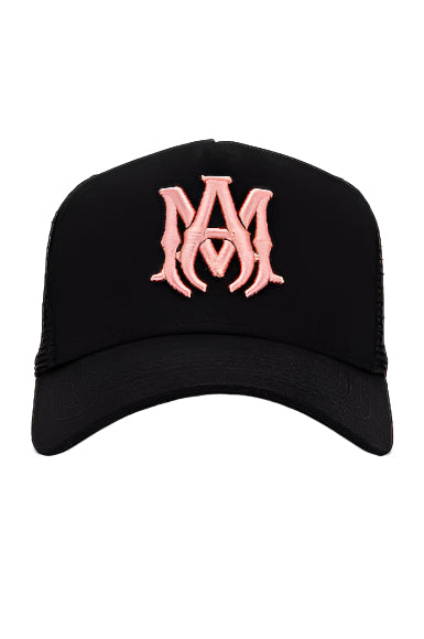 Amiri MA Logo Trucker Hat Black Pink