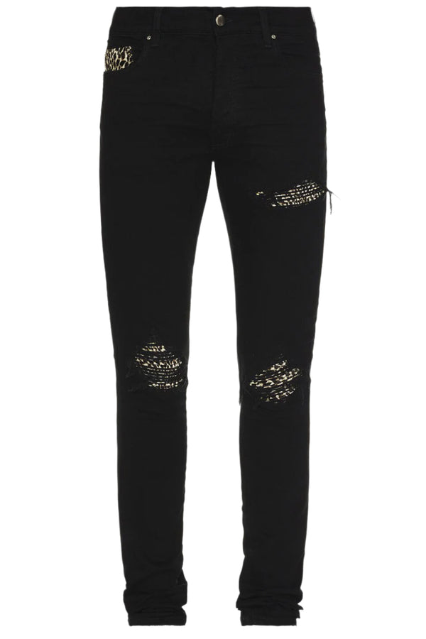 Amiri Leopard MX1 Black OD Jeans