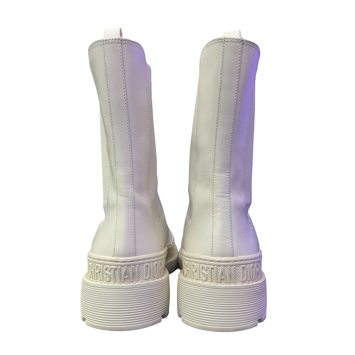 Christian Dior Leather Chelsea Boots White