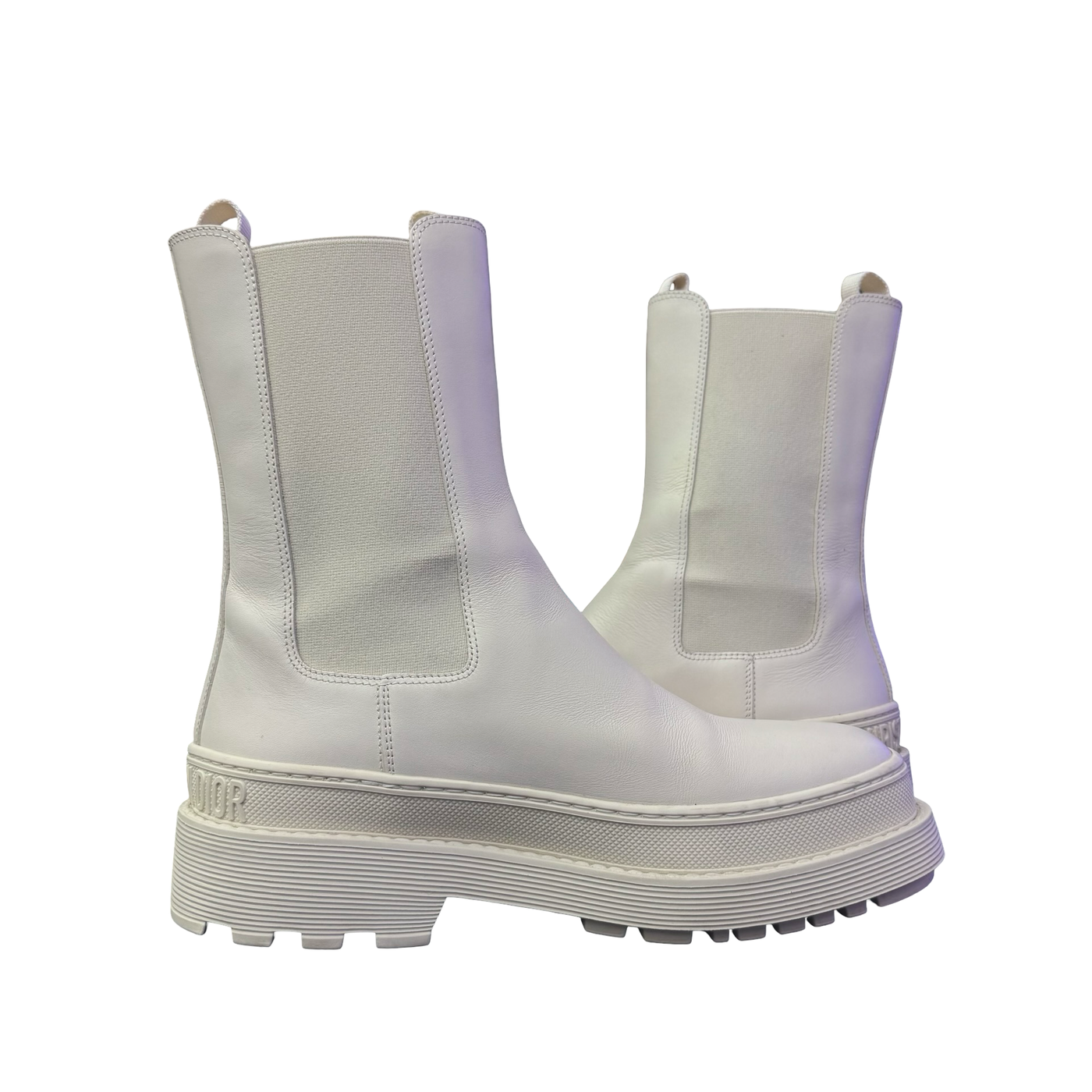 Christian Dior Leather Chelsea Boots White