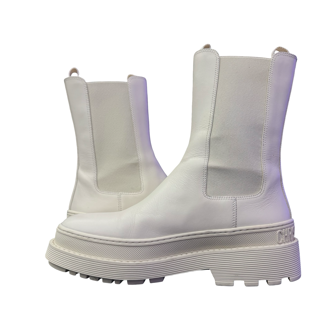 Christian Dior Leather Chelsea Boots White