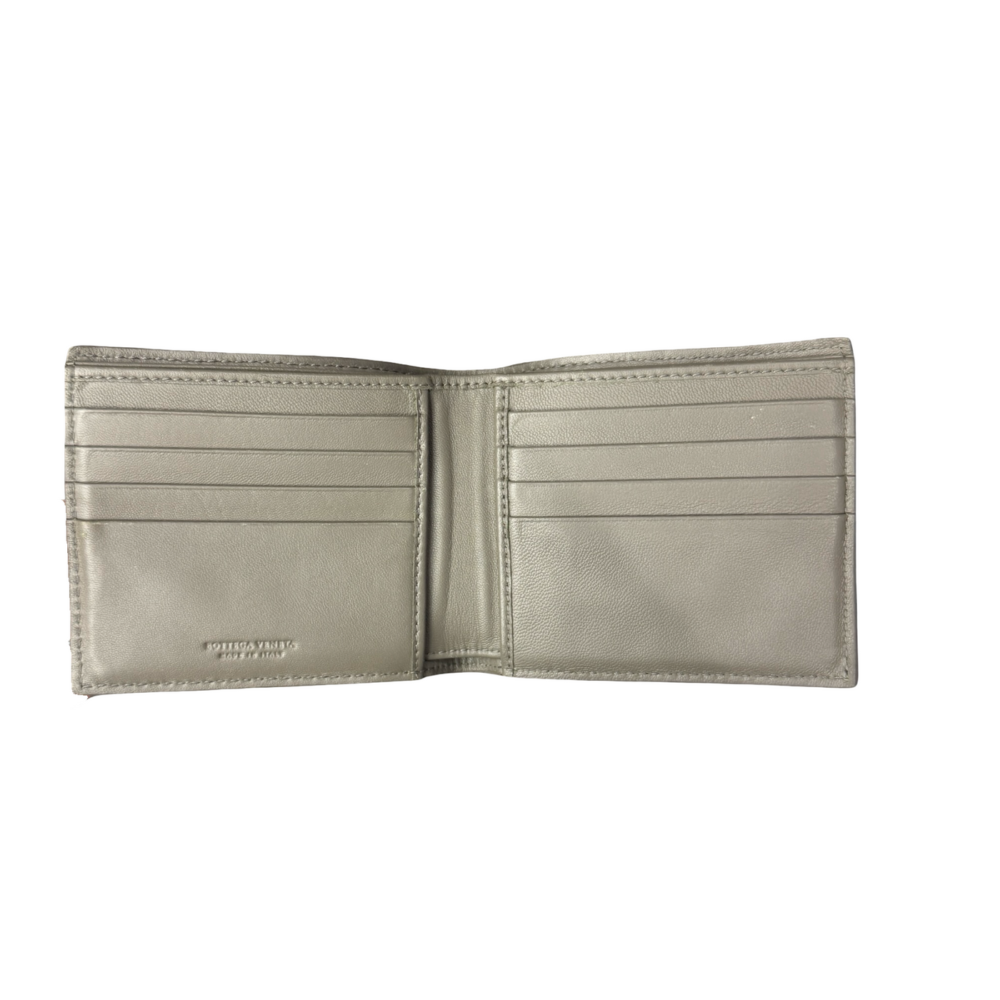 Bottega Veneta Intrecciato Woven Leather Bi-Fold Wallet Light Grey
