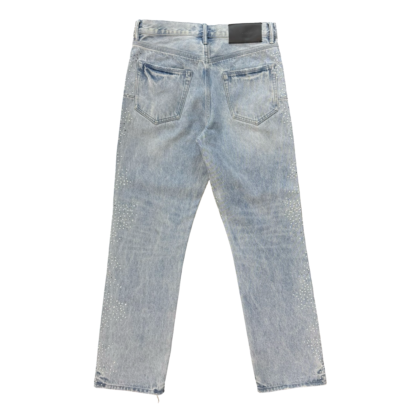 Purple Rhinestone Pearl Denim Jeans Light Blue