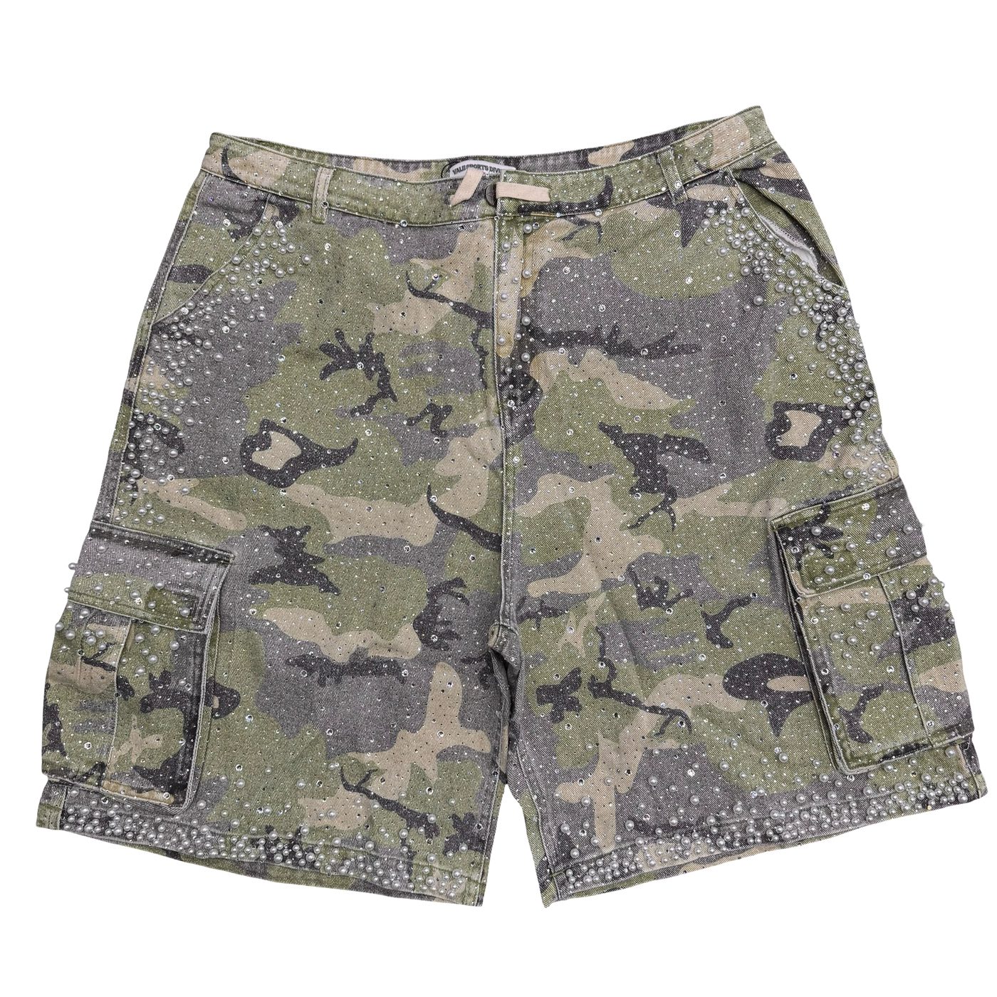 Vale Forever Crystal Cargo Shorts Green Camo