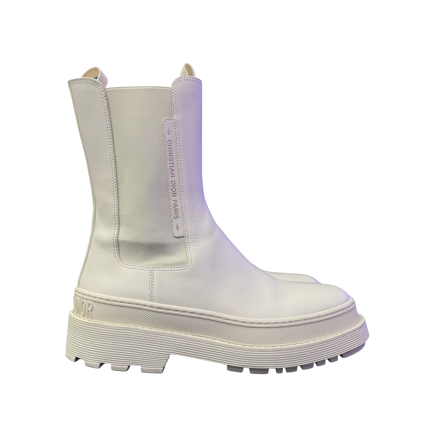 Christian Dior Leather Chelsea Boots White
