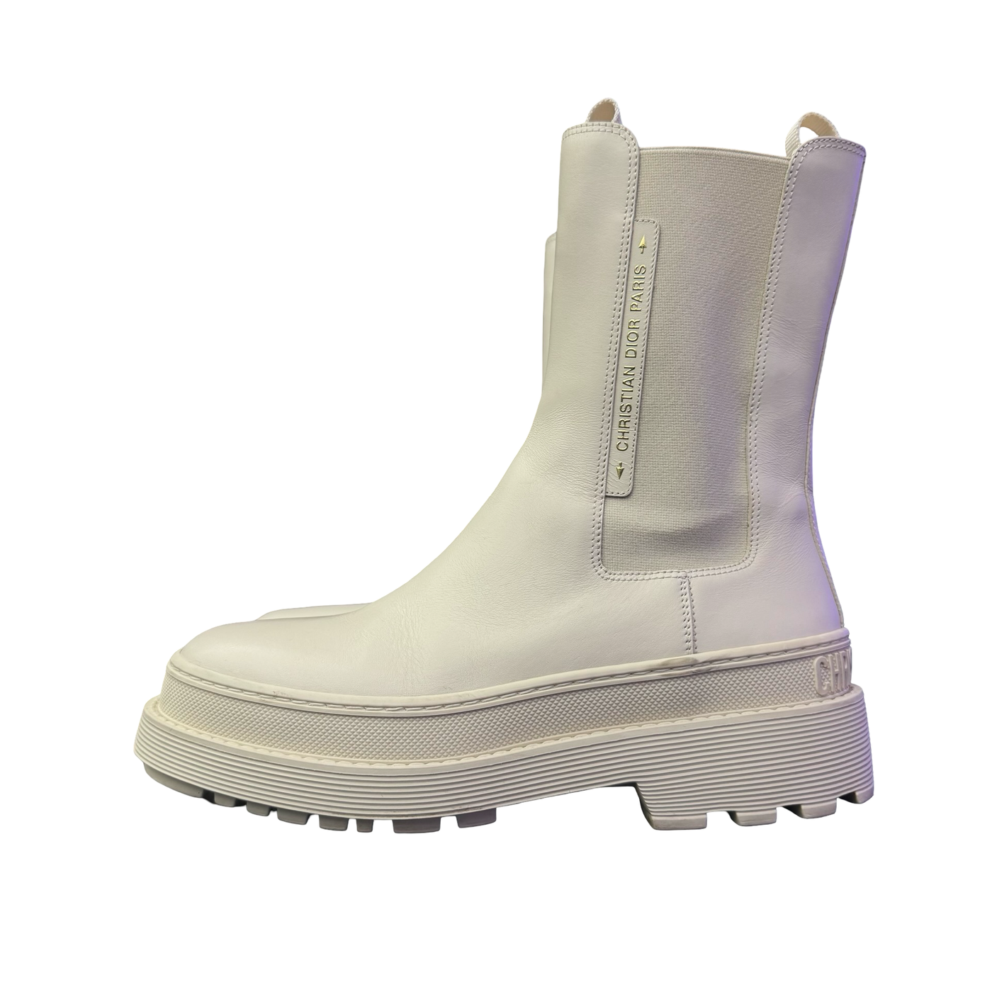 Christian Dior Leather Chelsea Boots White