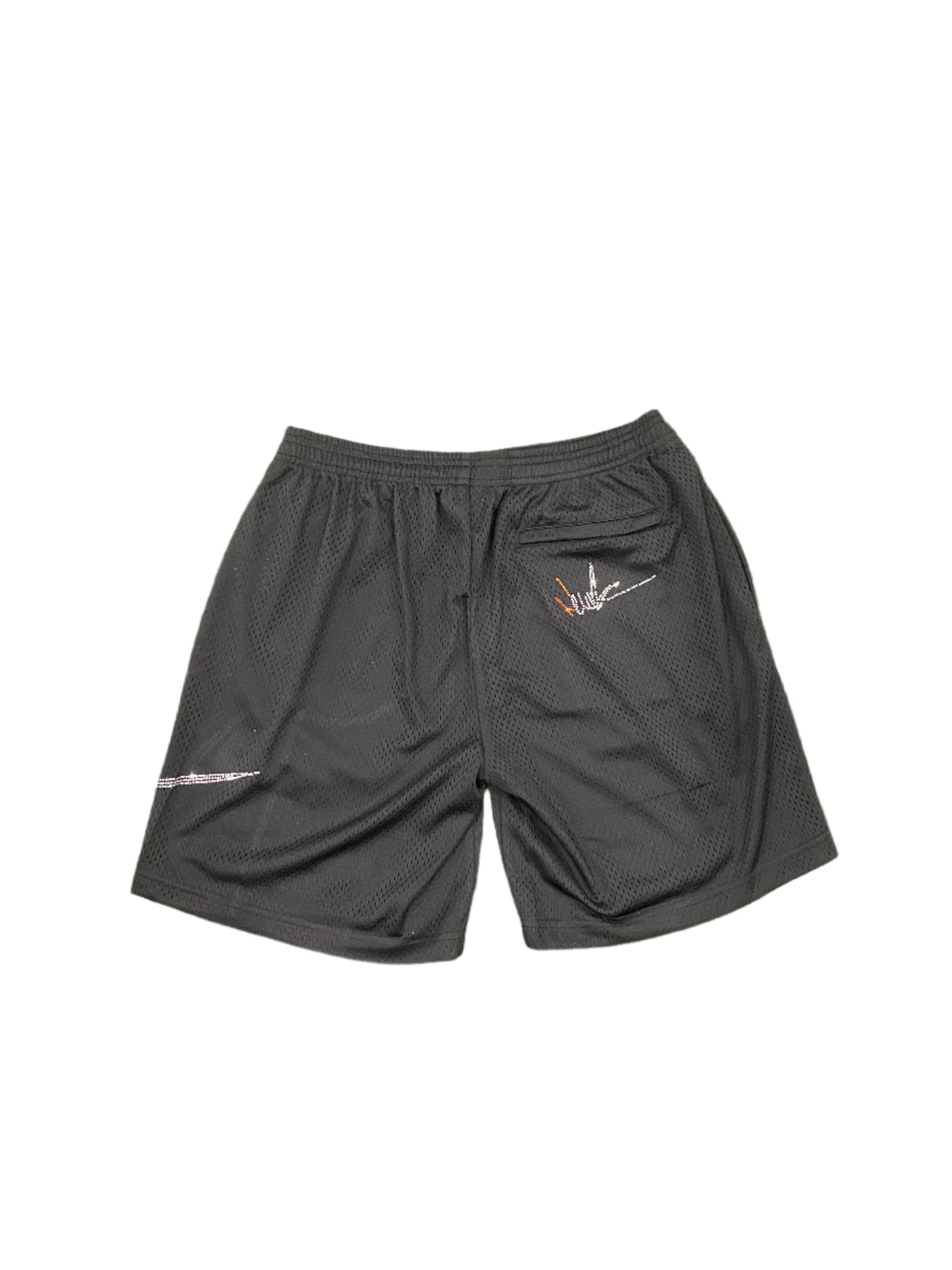 NewYrrk Black Basketball Shorts Logo w/ White Orange Crystal