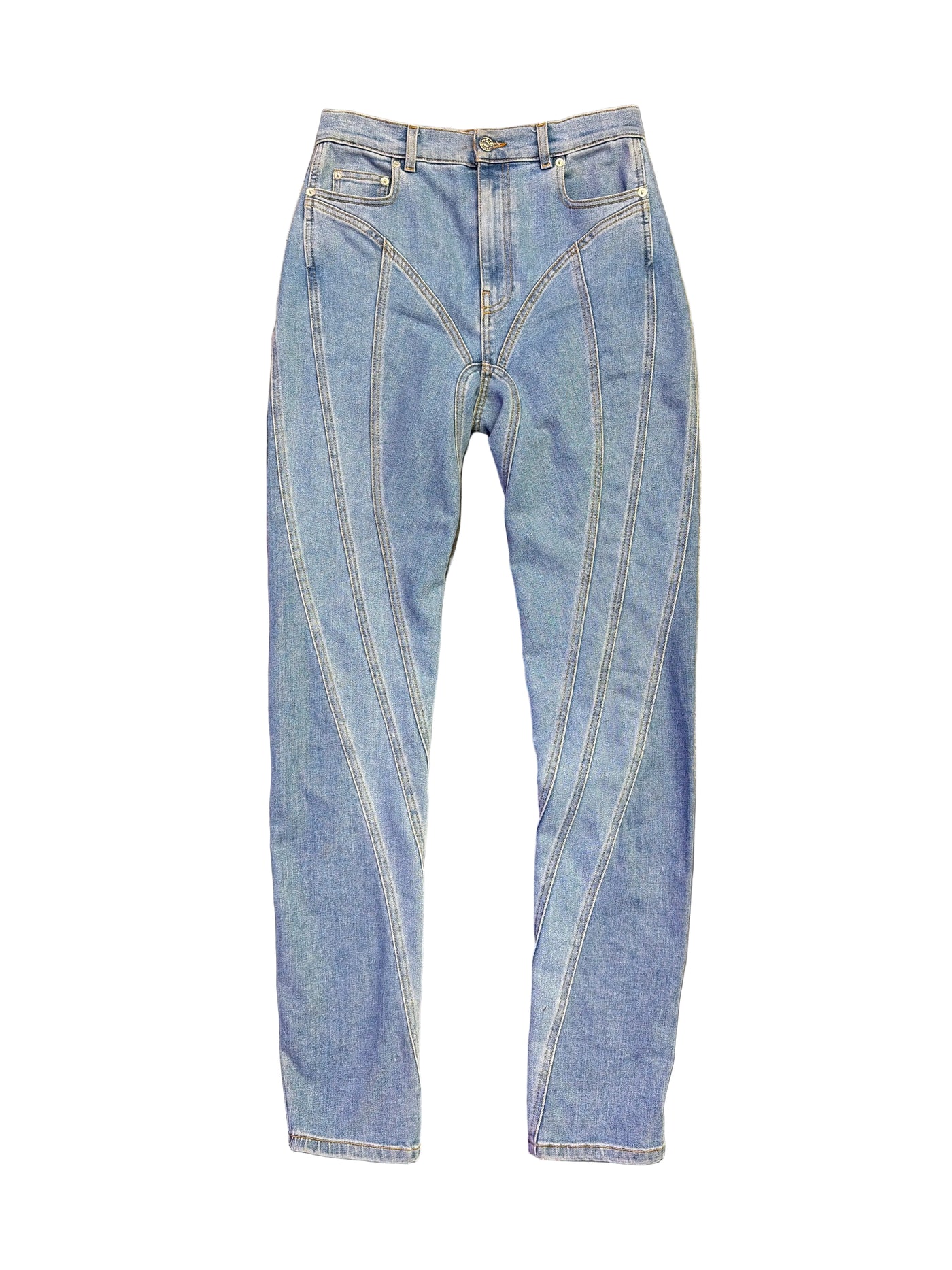Mugler Spiral Denim Jeans Blue