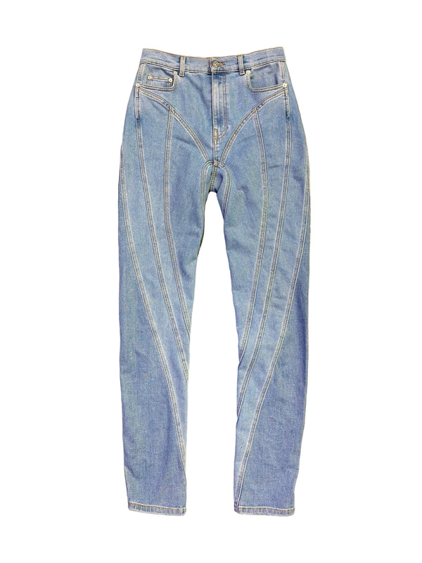 Mugler Spiral Denim Jeans Blue