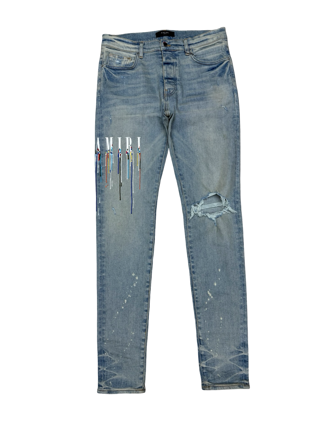 Amiri Paint Drip Logo Jeans Clay Indigo