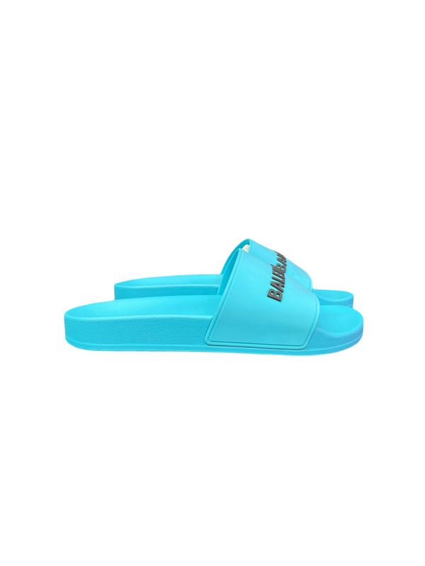 Balenciaga Pool Slides Turquoise Black