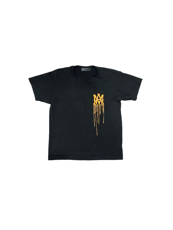 Amiri Paint Drip AM Logo T-Shirt Black/Orange