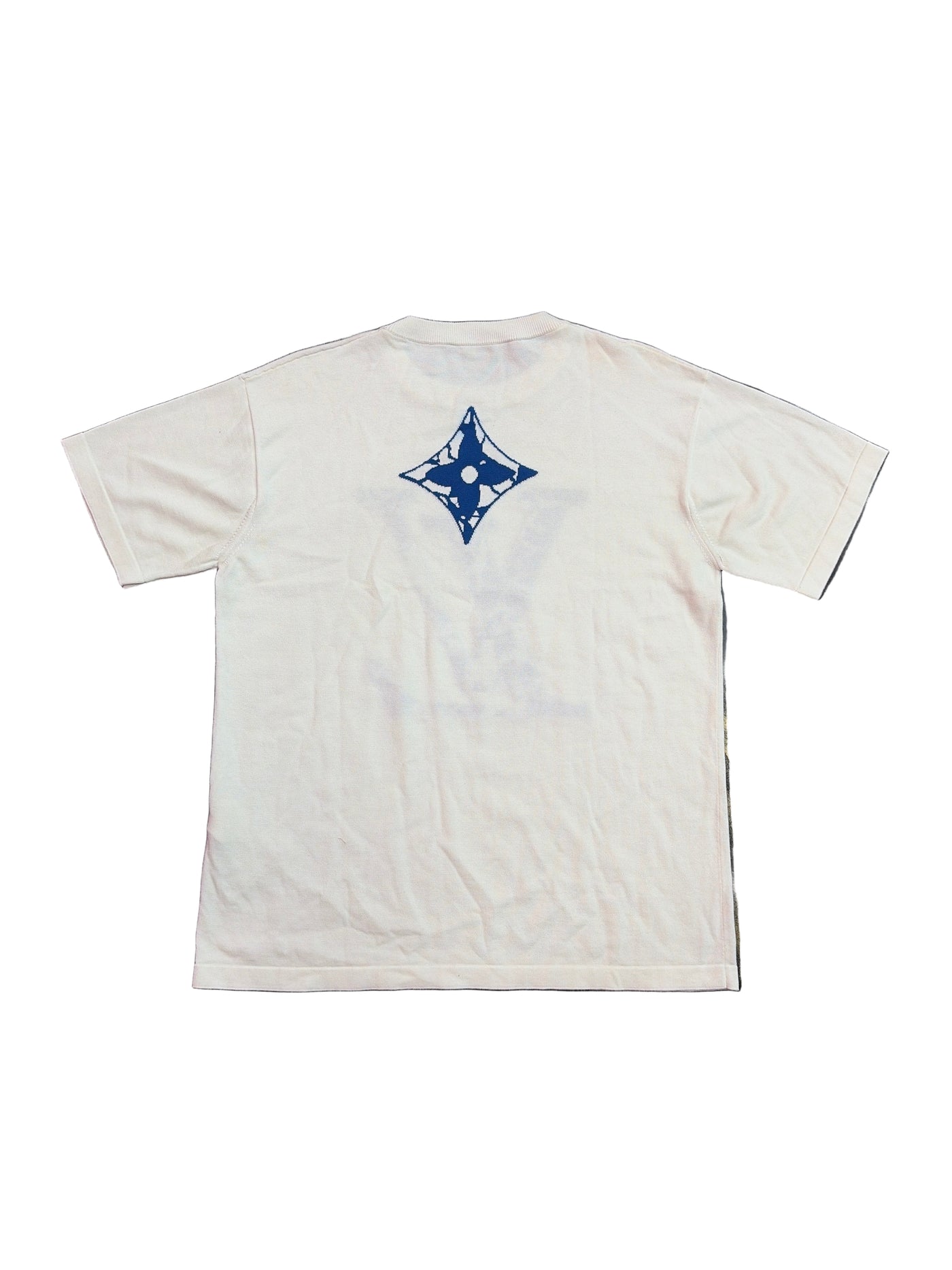 LV Monogram Intarsia Print T-Shirt White Blue