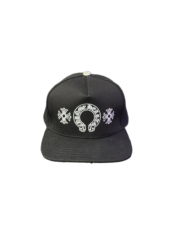 Chrome Hearts Horseshoe Denim Baseball Hat Black White