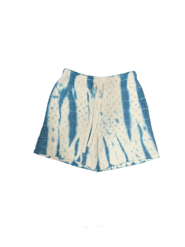 Amiri Vertical Streak Tie Dye Shorts White Blue