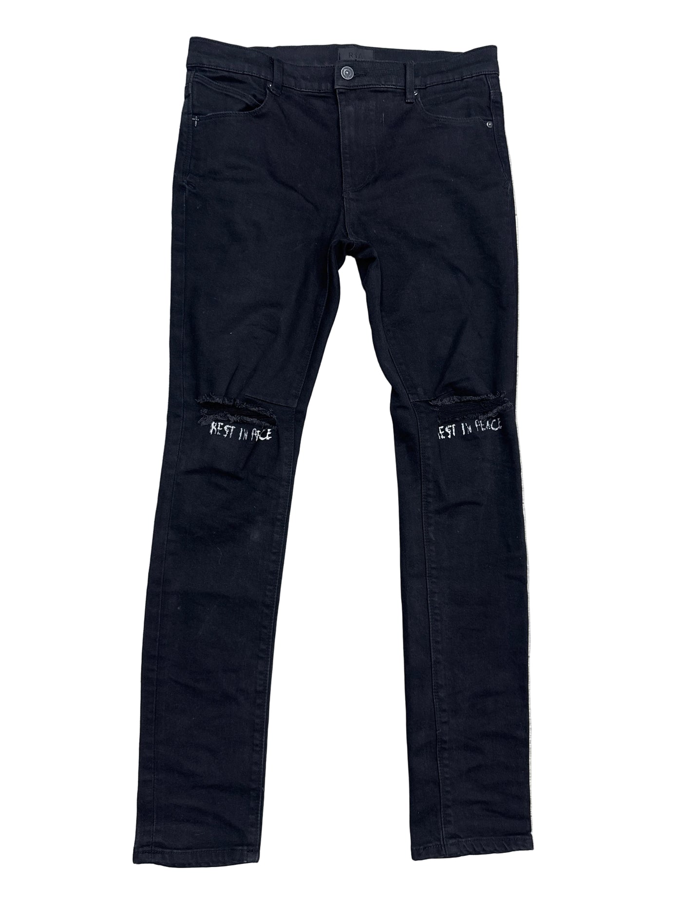 RTA Rest In Peace Knee Slit Black Jeans