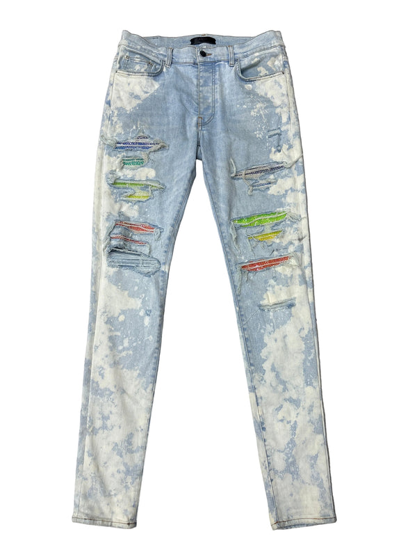 Amiri Blue Bleached Crystal
Gradient Jeans