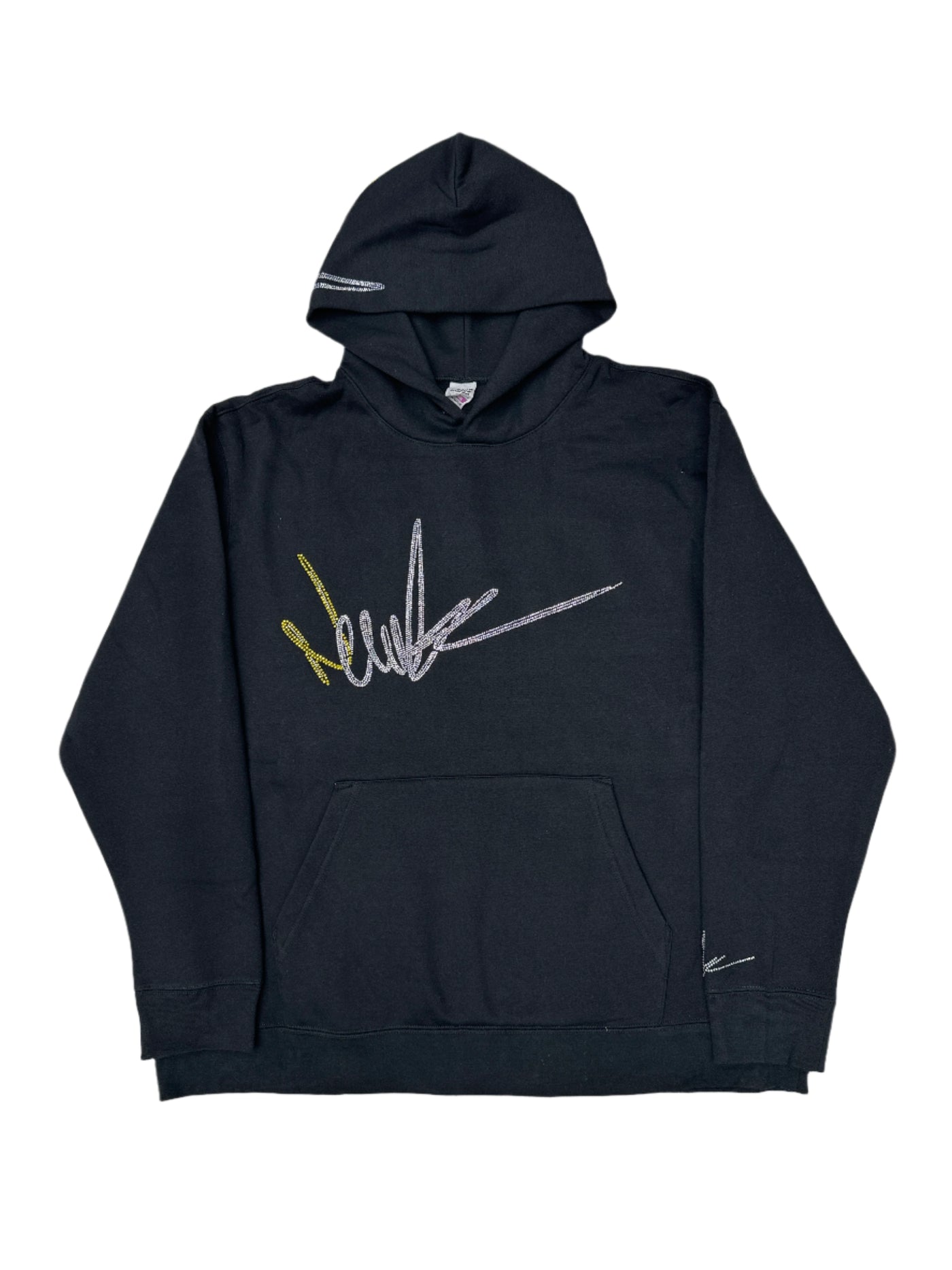 NewYrrk Black PullOver Hoodie w/ Yellow White Crystals