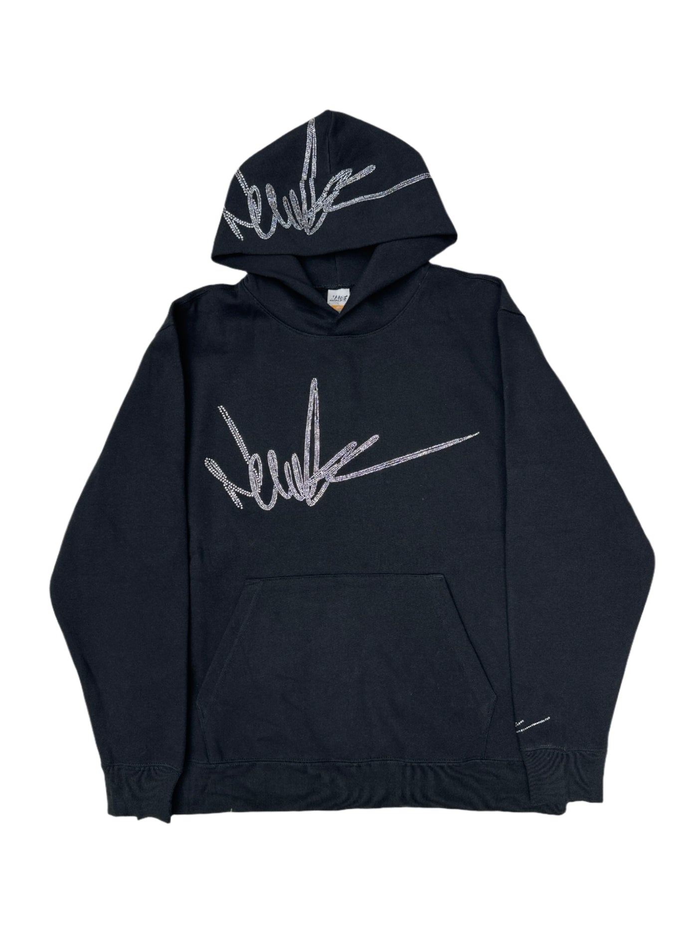 NewYrrk Black Pullover Hoodie w/ White Crystals