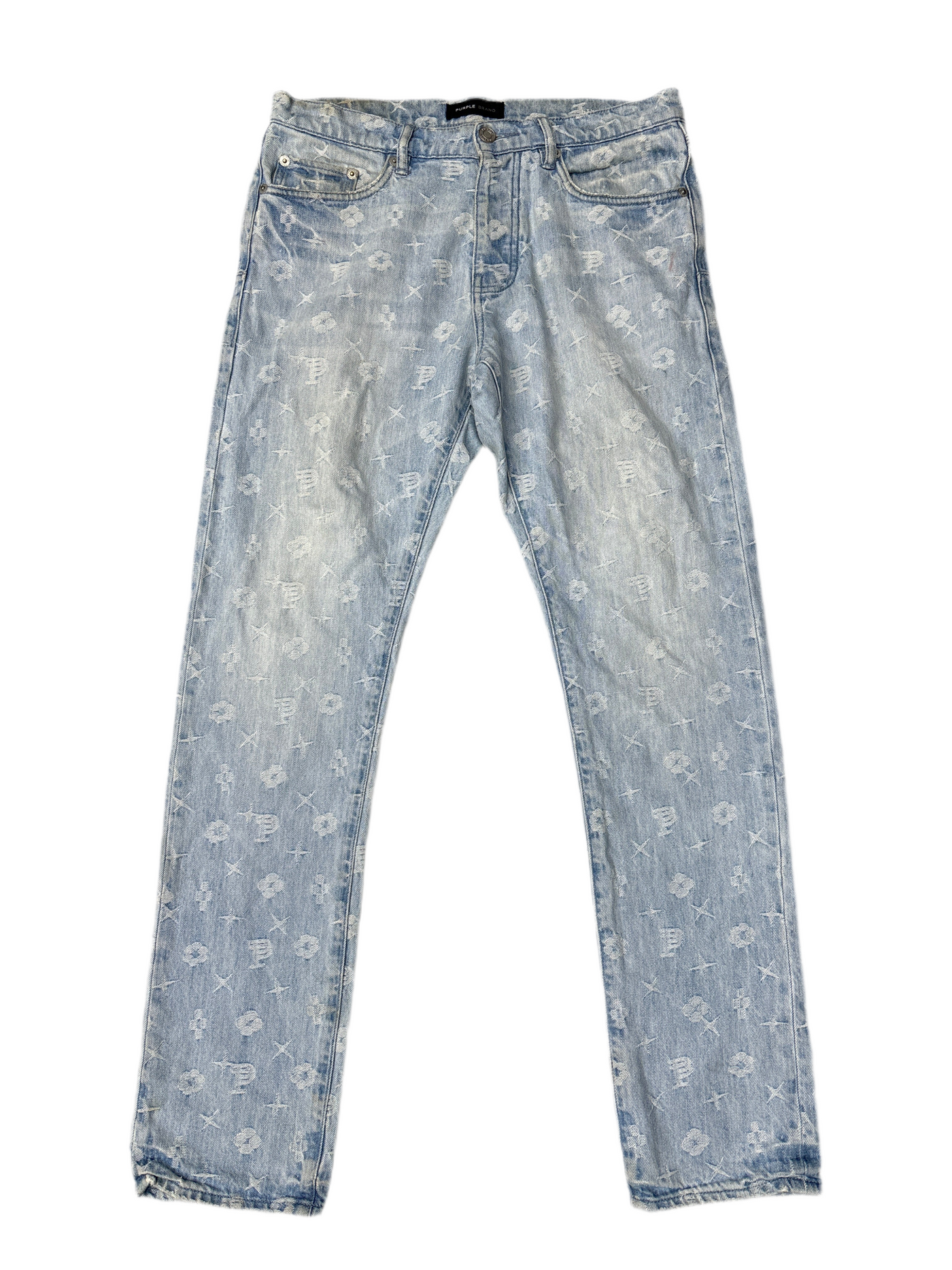 Purple Brand Mens Monogram Straight Jeans In Light Indigo