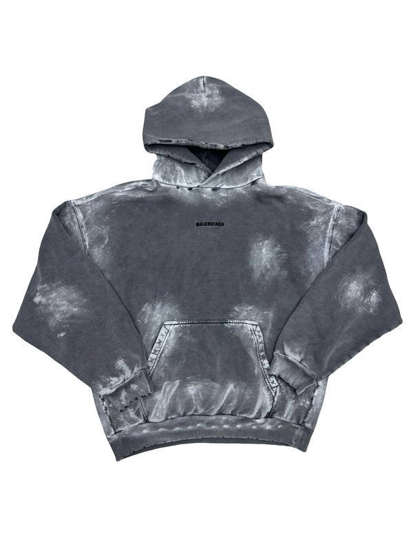 Balenciaga Washed Embroidered Logo Pullover Hoodie