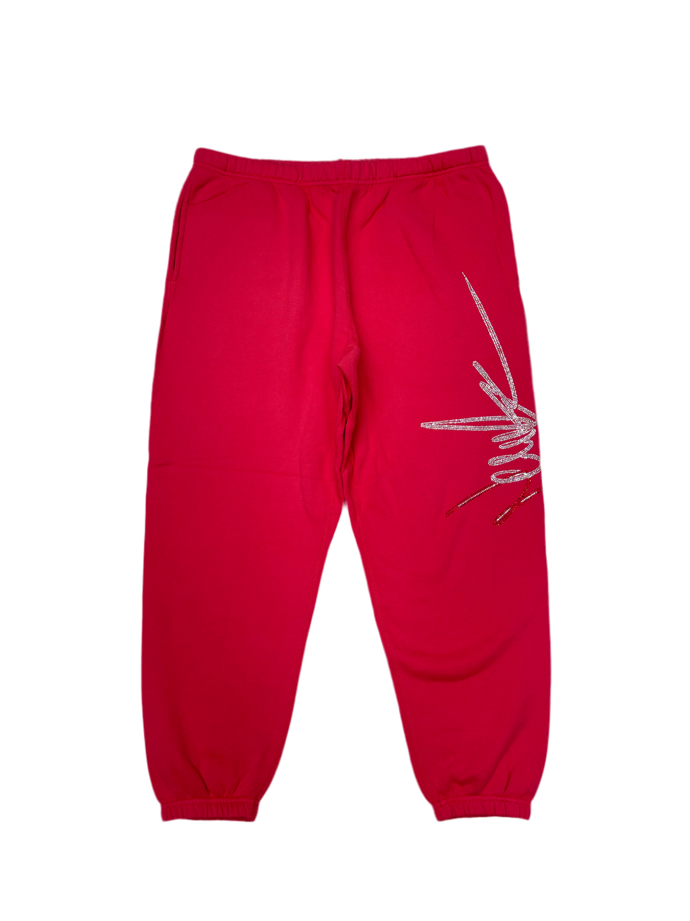 NewYrrk Red Sweatpants w/ Red White Crystal