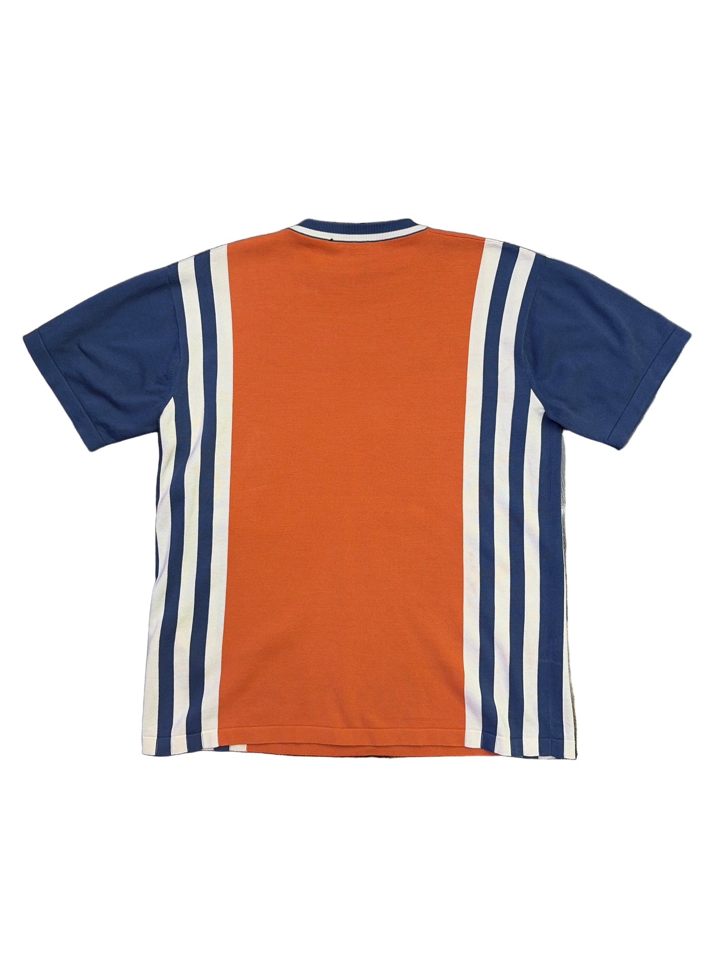 LV Flame Logo Print Striped Tee Orange Blue