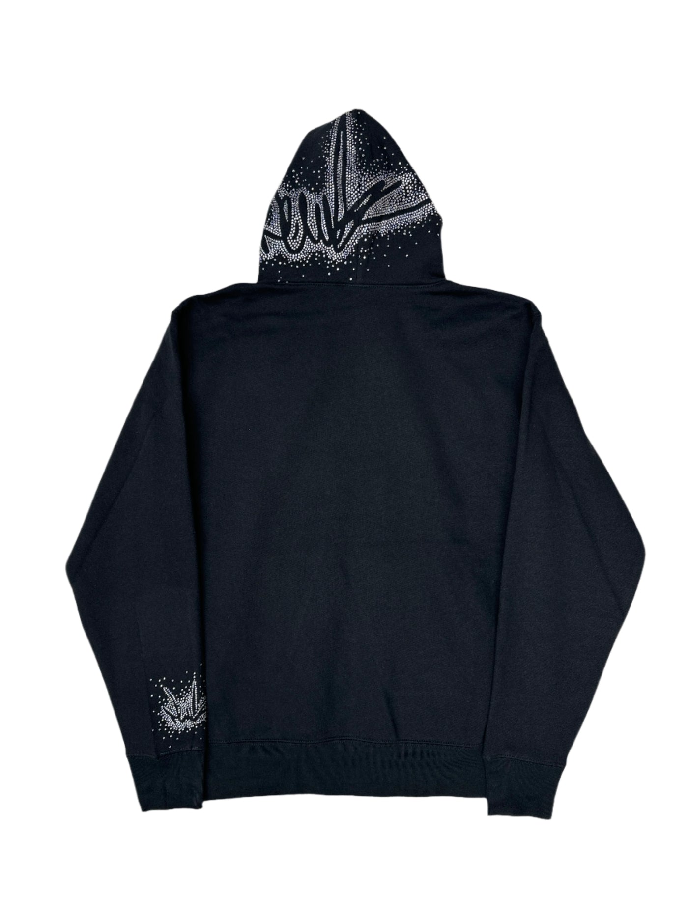 NewYrrk Black Pullover Hoodie w/ Outline White Crystals