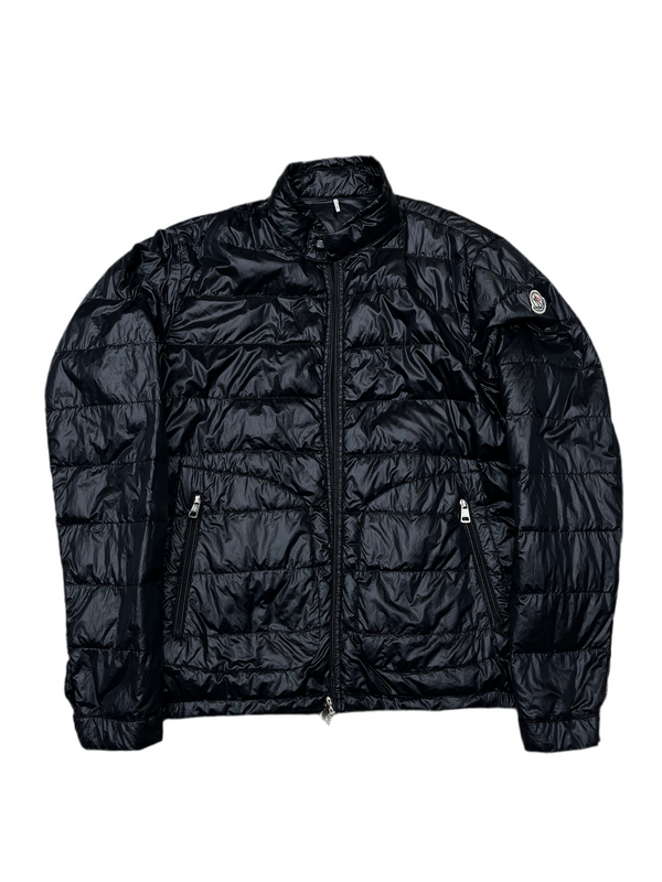 Moncler Acorus Nylon Puffer Moto Jacket Black