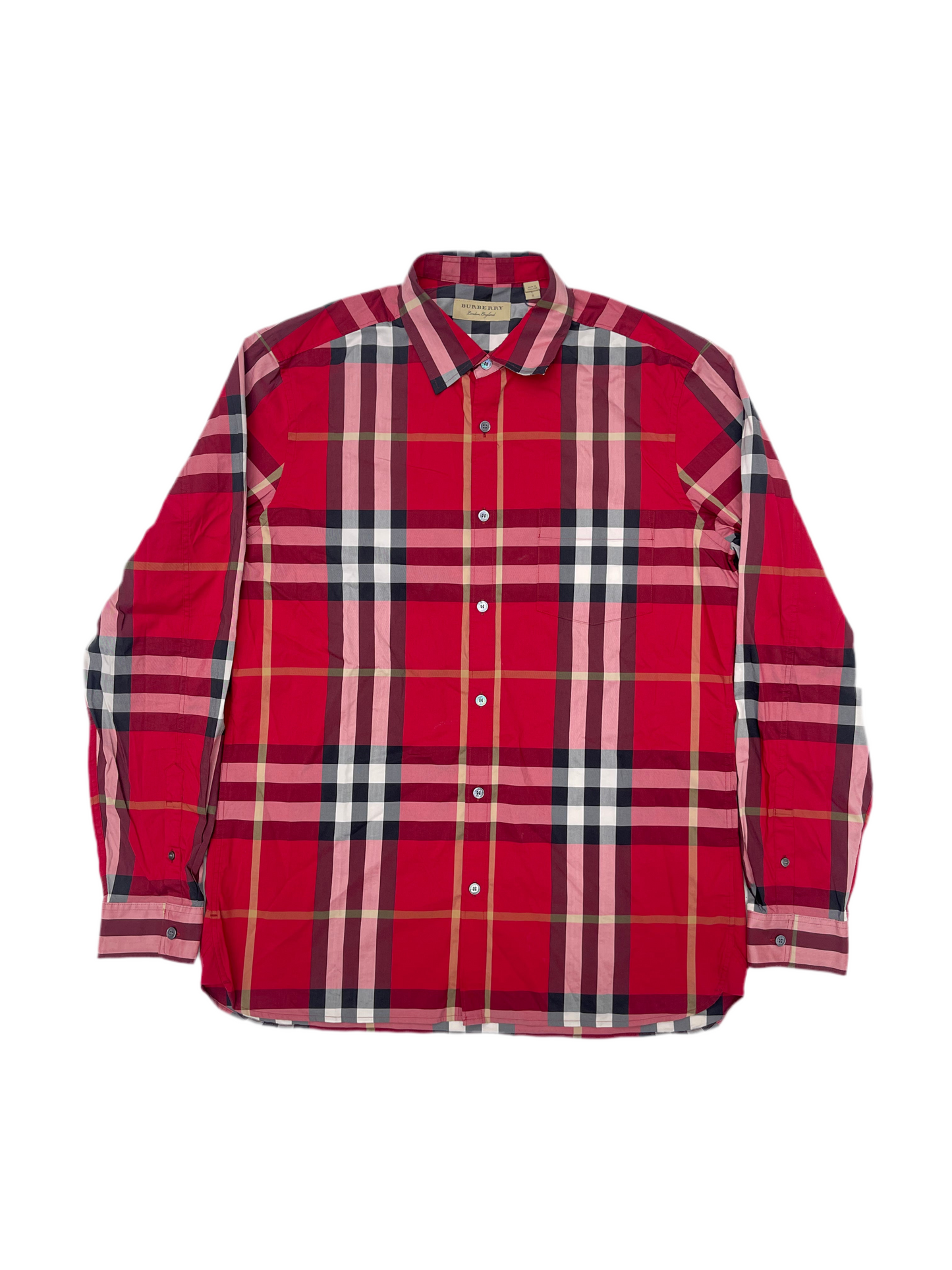 Burberry Brit Nova Check Pattern Long Sleeve Polo Shirt Red
