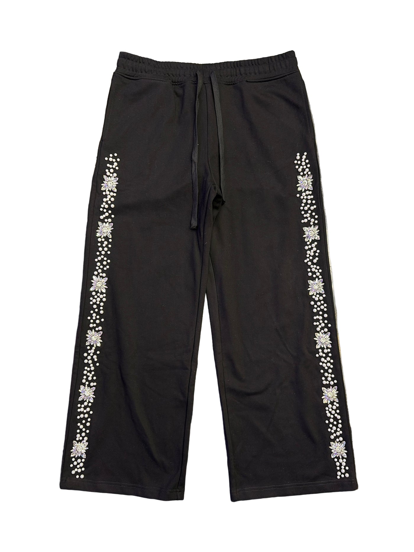 Fraternal Desires Rhinestone Sweatpants Black