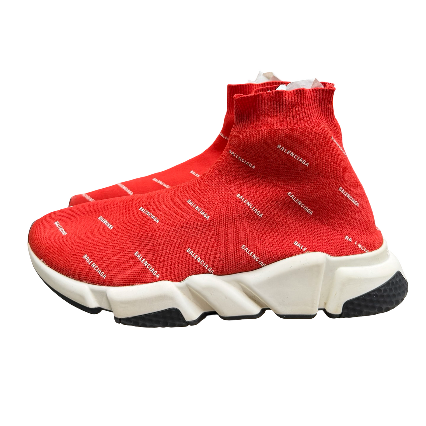 Balenciaga Speed Trainer Logo Print Red White