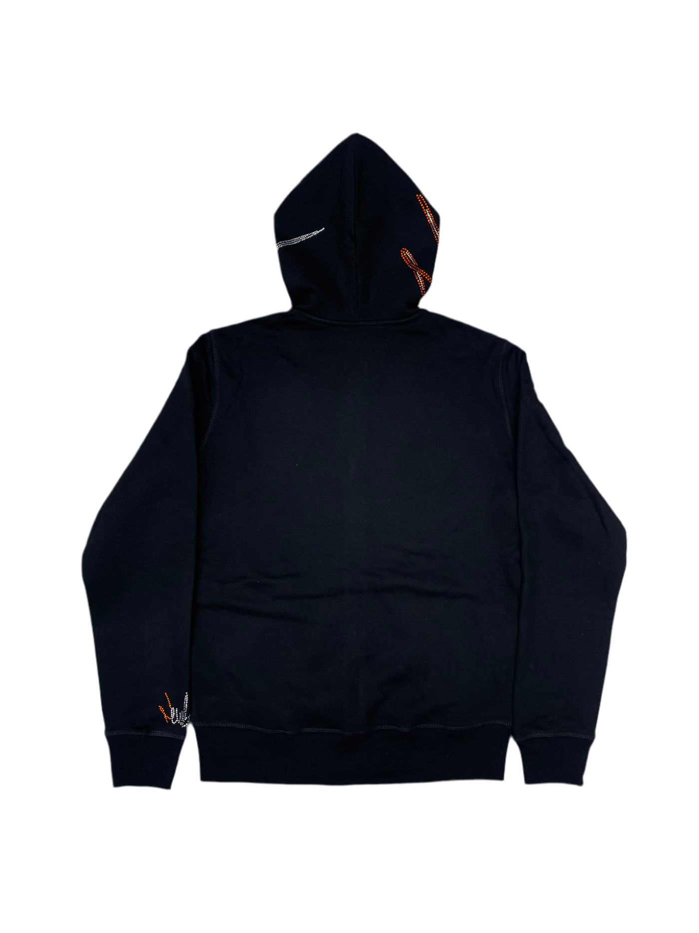 NewYrrk Black Zip-Up Hoodie w/ Orange White Crystal