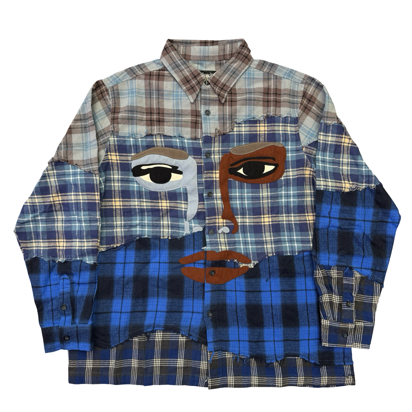 KidSuper Studios Face Patchwork Flannel Shirt Blue