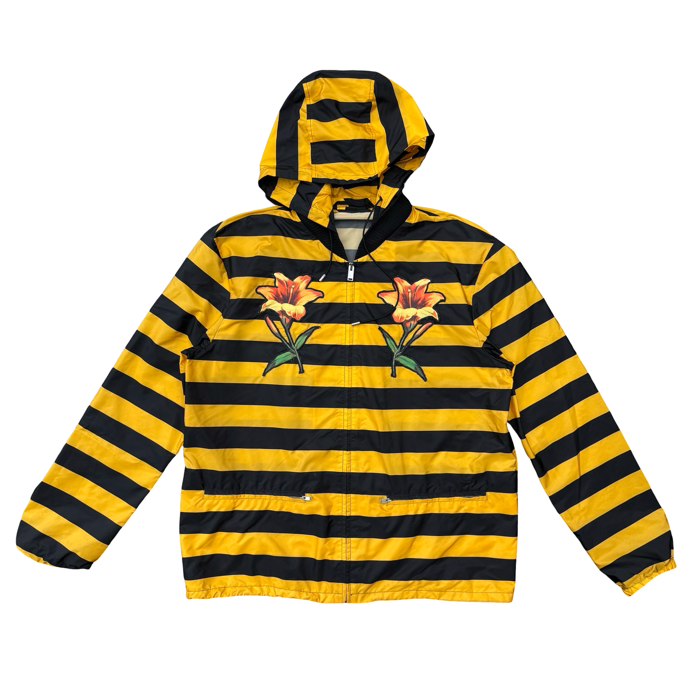 Gucci Striped Windbreaker Black Yellow
