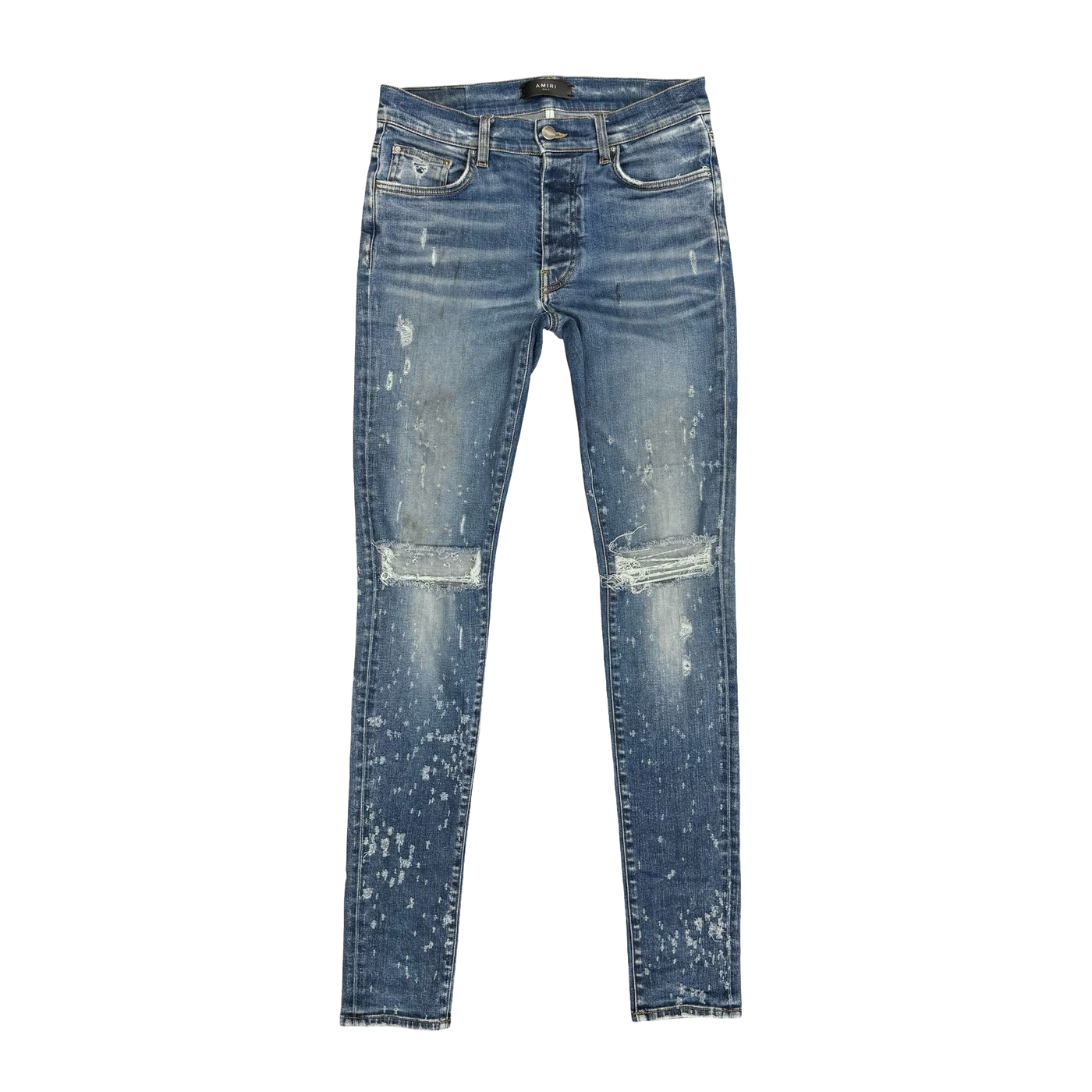 Amiri Knee Rip Shotgun Jeans Blue