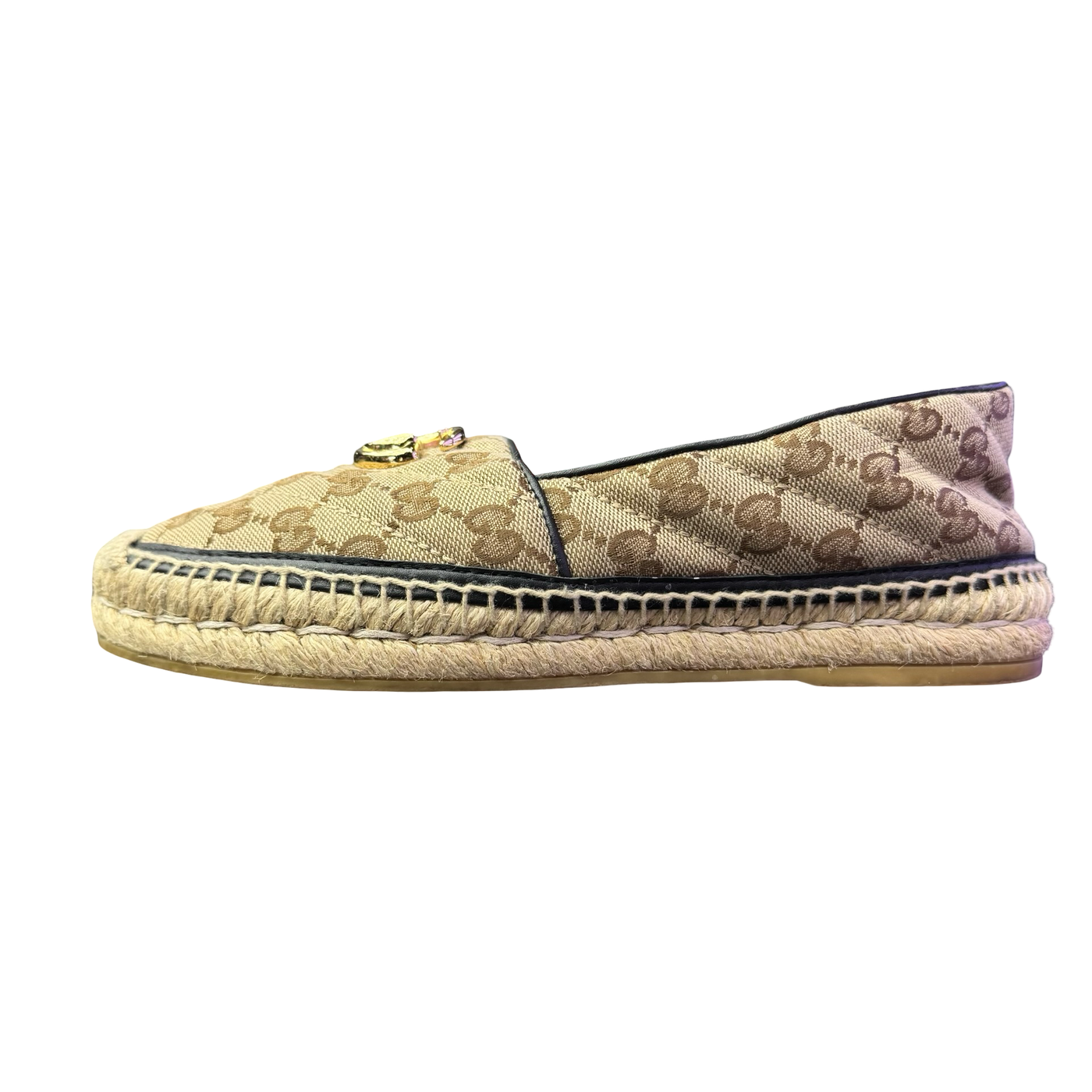 WMNS Gucci GG Matelassé Canvas Espadrilles Beige Black