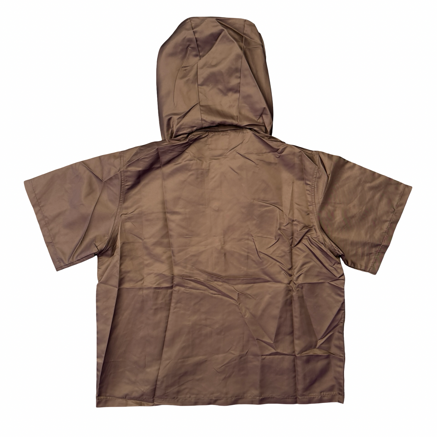 Saint Vanity Nylon Button Up Hooded Shirt Brown