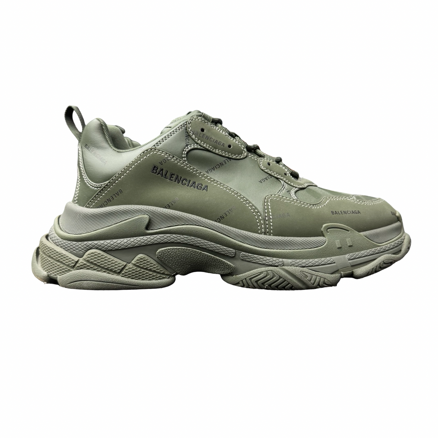 Balenciaga All Over Logo Triple S Sneaker Green Black