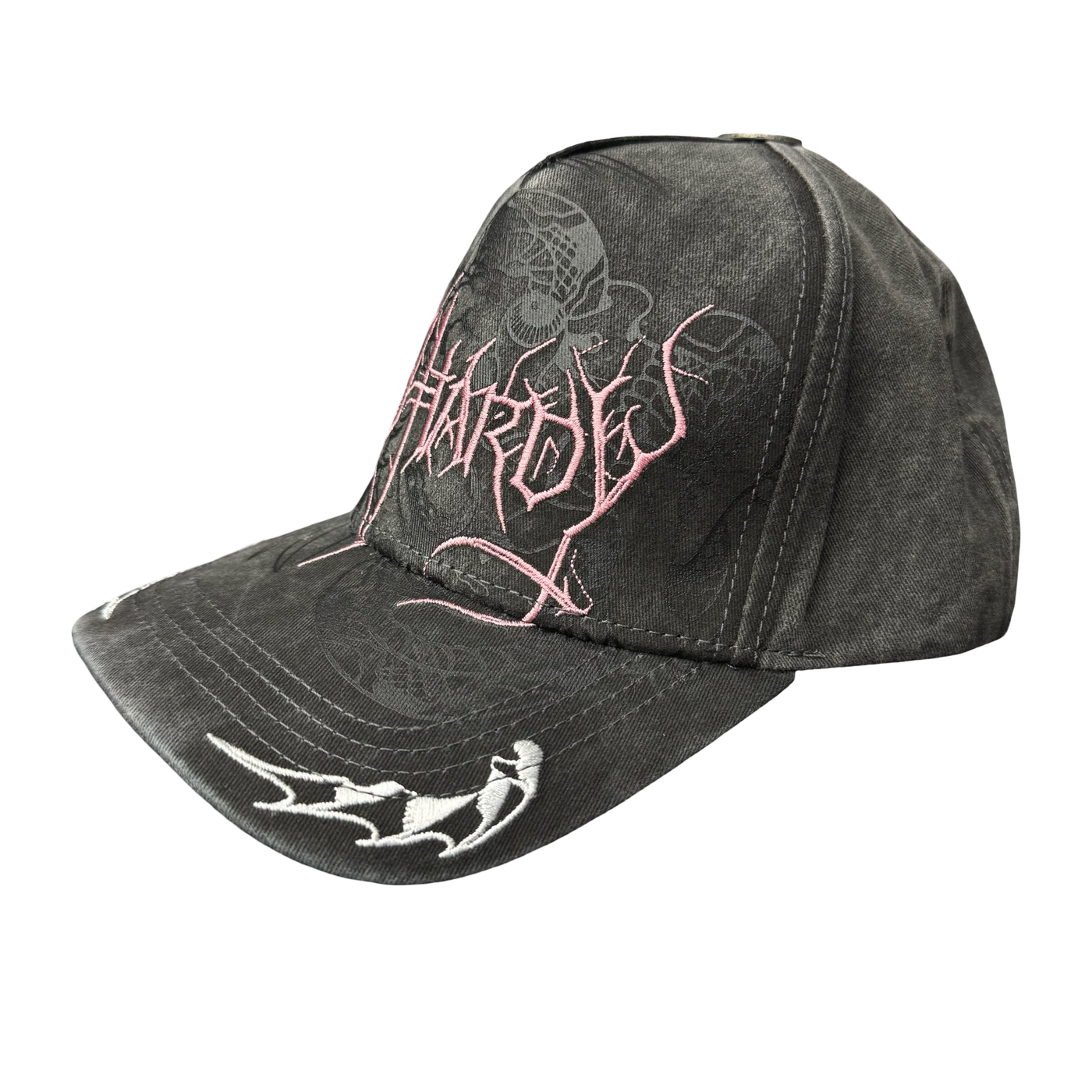 Ed Hardy Pink Embroidered Trucker Washed Grey
