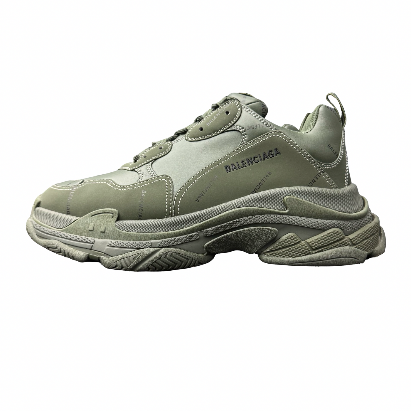 Balenciaga All Over Logo Triple S Sneaker Green Black