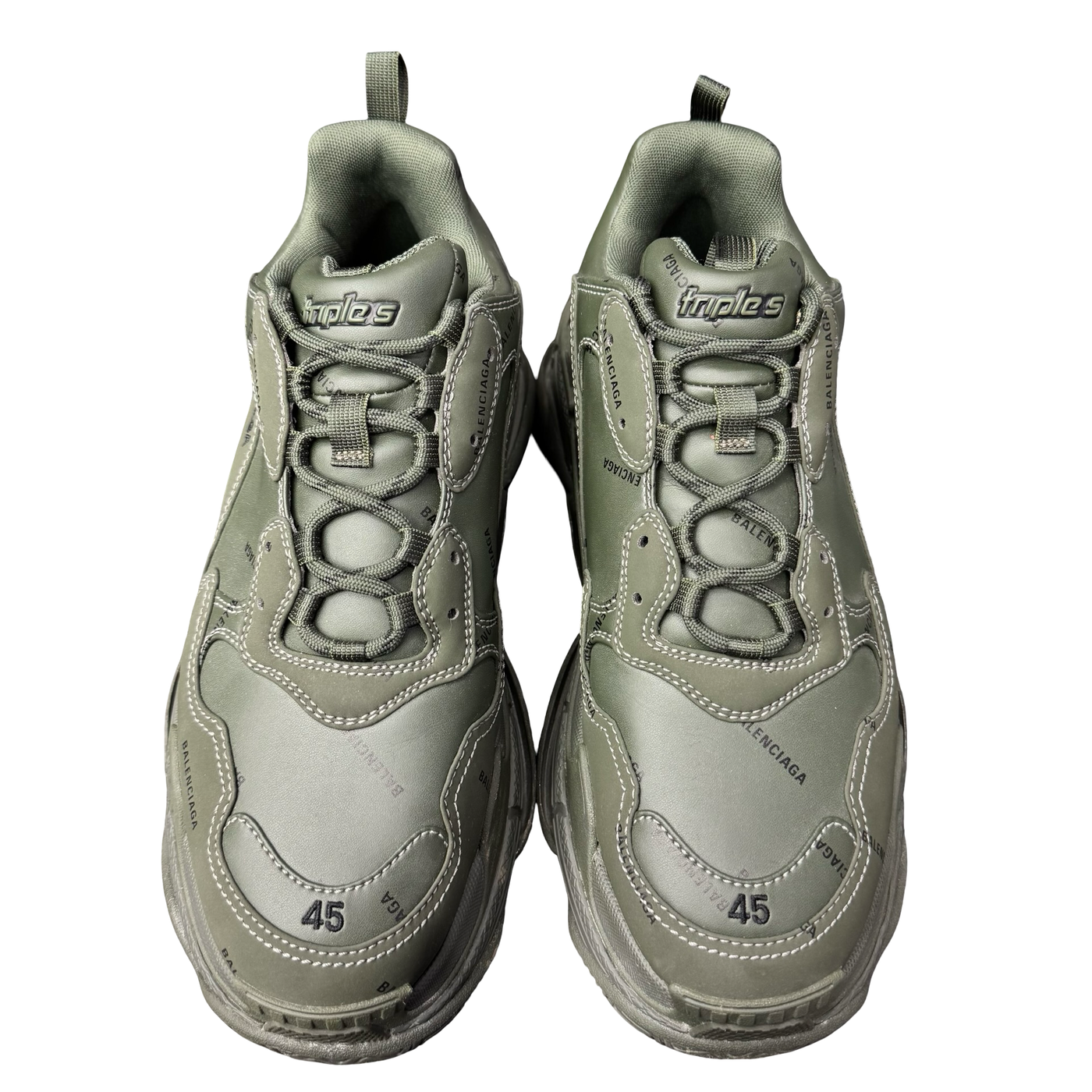 Balenciaga All Over Logo Triple S Sneaker Green Black
