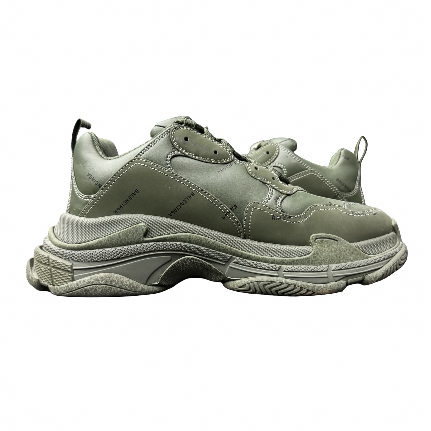 Balenciaga All Over Logo Triple S Sneaker Green Black