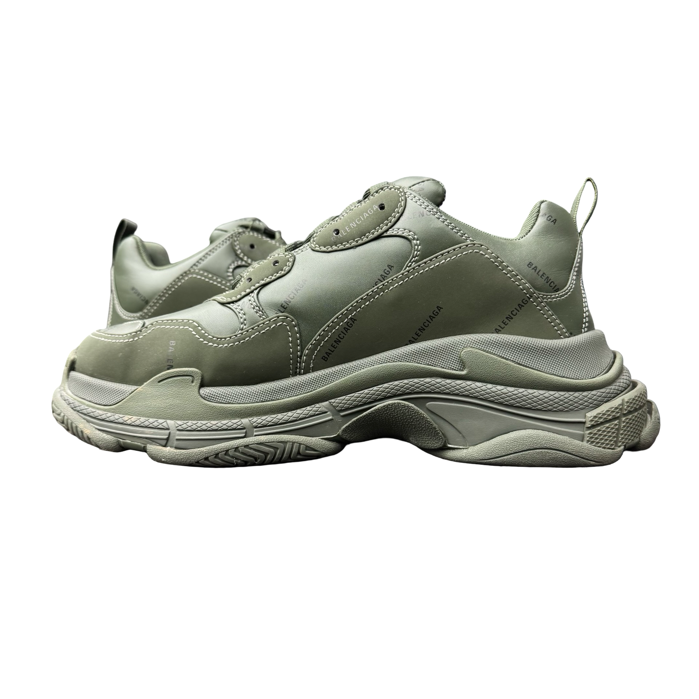 Balenciaga All Over Logo Triple S Sneaker Green Black