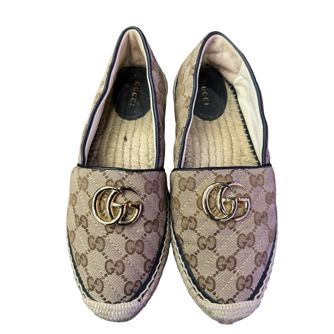WMNS Gucci GG Matelassé Canvas Espadrilles Beige Black