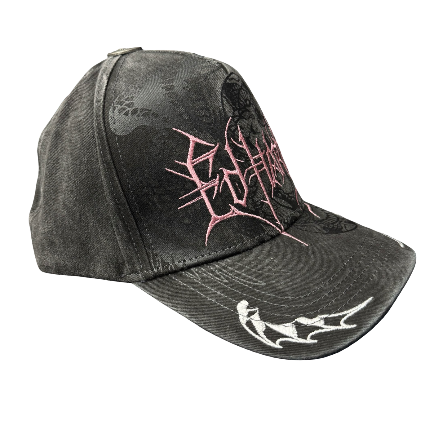 Ed Hardy Pink Embroidered Trucker Washed Grey
