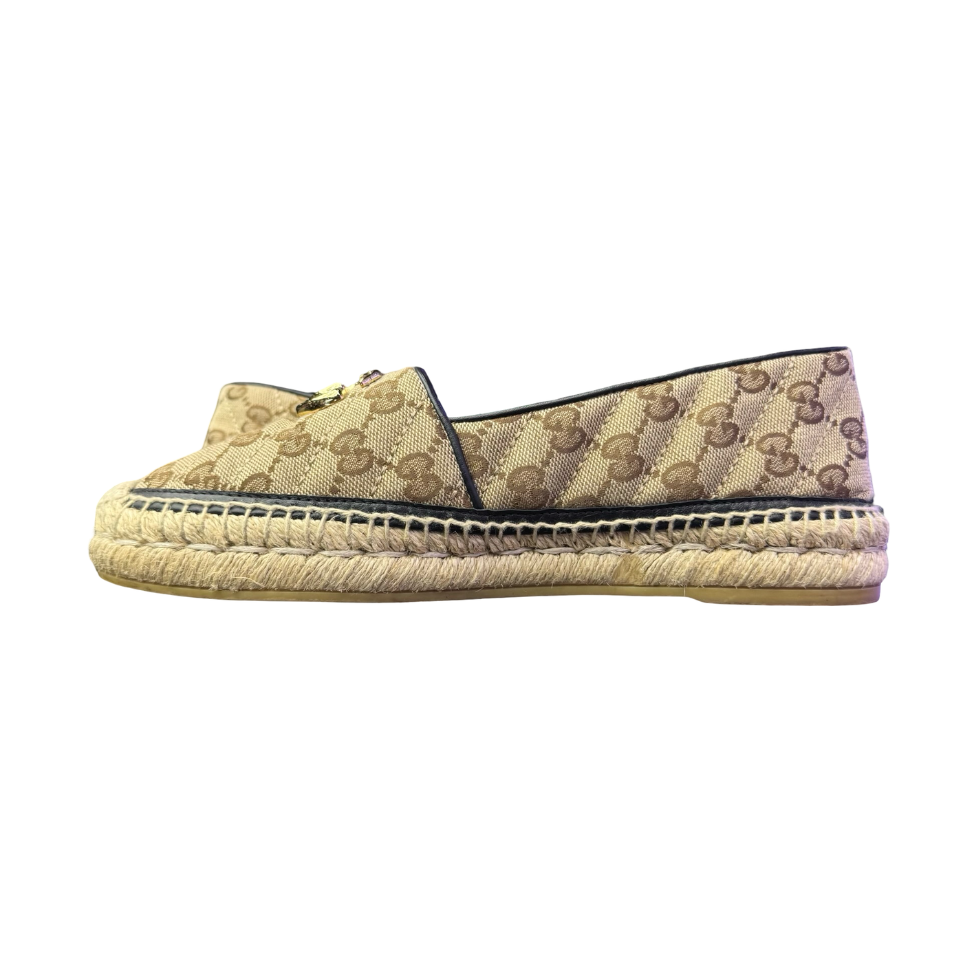 WMNS Gucci GG Matelassé Canvas Espadrilles Beige Black